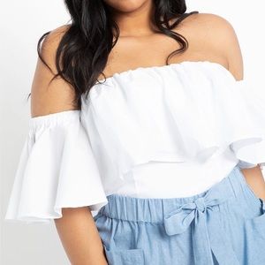 Eloquii Drama off the shoulder crop